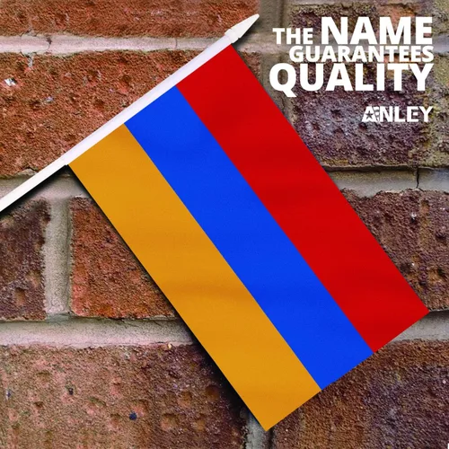 Miniatura 2 de Anley Mini bandera de Armenia - Paquete de 12 banderas armenias pequeñas en miniatura de mano en barra, resistentes a la decoloración