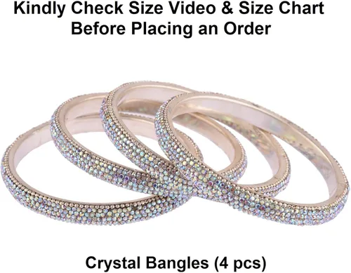 Miniatura 4 de Efulgenz Indian Bangle Set Bollywood Style Rhinestone Crystal Bridal Bracelet Jewelry Set for Women Girls