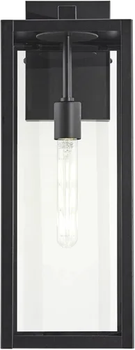 Miniatura 5 de John Timberland Titan - Juego de 2 lámparas de pared modernas para exteriores, marco rectangular negro místico, paneles de cristal transparente