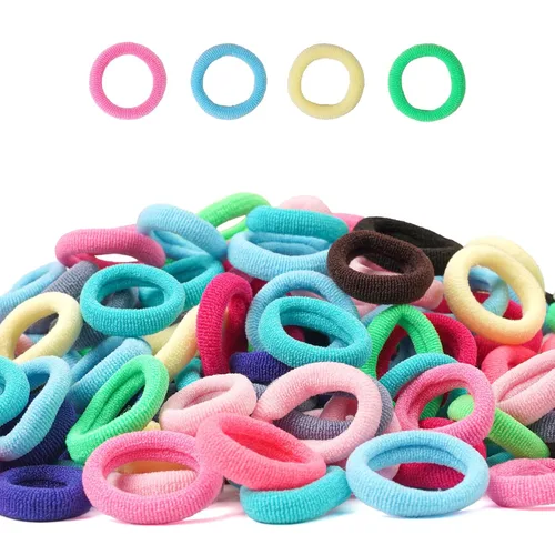 Miniatura 10 de CÉLLOT Gomas para el pelo para bebés, gomas de nylon negras para niñas, bandas de pelo sin costuras para niñas, coleteros elásticos para niñas