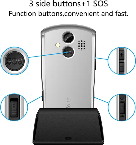 Miniatura 7 de artfone A400 4G Volte Teléfono celular con botón grande desbloqueado para personas mayores, teléfono celular para personas mayores y niños con botón