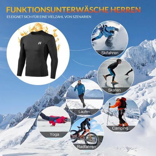 Miniatura 34 de MEETWEE Paquete de 4/5 camisas de compresión térmica para hombre, manga larga, forro polar, capa base, equipo de entrenamiento de invierno