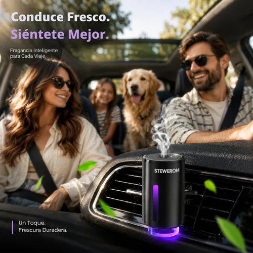 Miniatura 6 de Ambientador de coche – Intensidad inteligente ajustable de 3 velocidades, humidificador recargable difusor de aceite esencial para coche – Viene