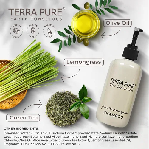 Miniatura 4 de Terra Pure Champú Colección Spa Servicios del hotel en botella con bomba 10.14 oz / 10.1 fl oz (caja de 12)