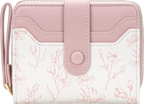 Miniatura 7 de BIAOTIE - Cartera para mujer con flores bonitas, con bloqueo RFID, tarjetero para tarjetas de crédito, monedero pequeño de dos pliegues