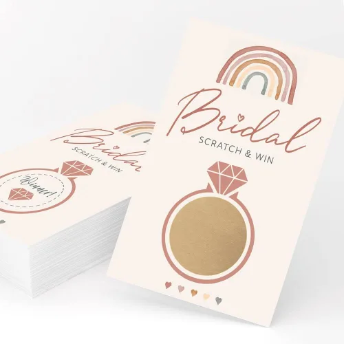 Miniatura 9 de Printed Party Tarjetas de consejos de boda y buenos deseos, tema boho arco iris, juego de 50