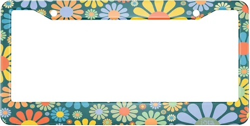 HOSNYE - Marco de placa de matrícula con flores coloridas, dibujos animados, colores de otoño, cubierta de metal para placas frontales, marco de