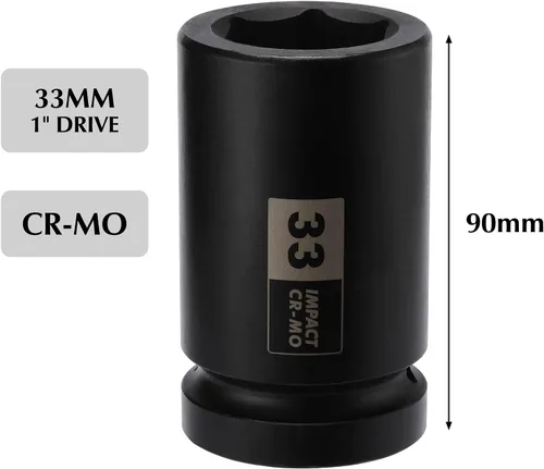 Miniatura 2 de EMENTOL Zócalo de impacto de tuerca de eje de husillo profundo de 1 pulgada, CR-MO, 6 puntos, métrico, profundo 6PT Socket de impacto - 1.299 in