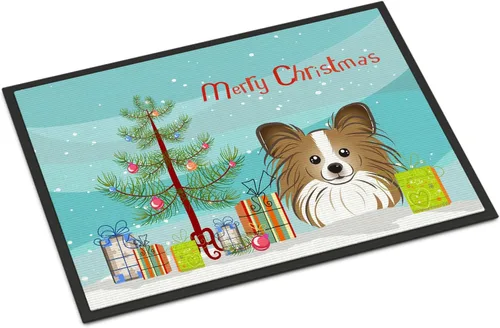 Miniatura 27 de Caroline's Treasures BB1616MAT - Tapete para puerta delantera de árbol de Navidad y sabueso afgano de 18 x 27 pulgadas, para interiores