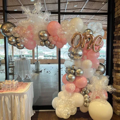 Miniatura 7 de 5 piezas globos transparentes de copo de nieve de 36 pulgadas, globos de lámina Mylar transparentes de copo de nieve navideños para decoraciones