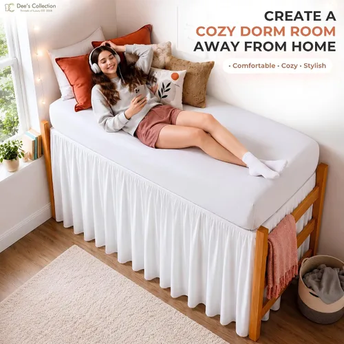 Miniatura 4 de Twin XL 28" Drop Extra Long BedSkirt, Premium Brushed Microfiber Tailored Drop, Put On Elastic Wrap Around Long Dust Ruffle, Split Corner, Bedroom