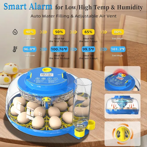 Miniatura 2 de 18 incubadoras de huevos de pollo para incubar huevos con giro automático de huevos y control de humedad, incubadora de aves de corral de alta tasa