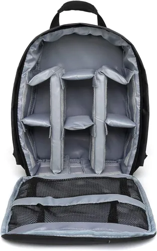 Miniatura 2 de Mochila impermeable para cámara SLR/DSLR, bolsa de hombro, estuche de viaje para lentes digitales Canon Nikon Sony (mediano, gris)