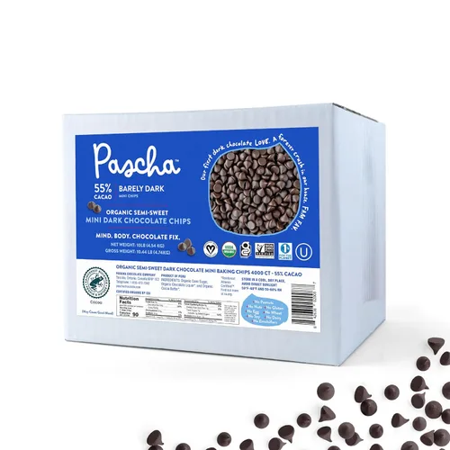 Miniatura 13 de Pascha Chips de Chocolate Semidulce Orgánico a Granel para Hornear 55% Cacao, Sin Alérgenos, Sin OGM, Vegano y de Comercio Justo, 10 Libras