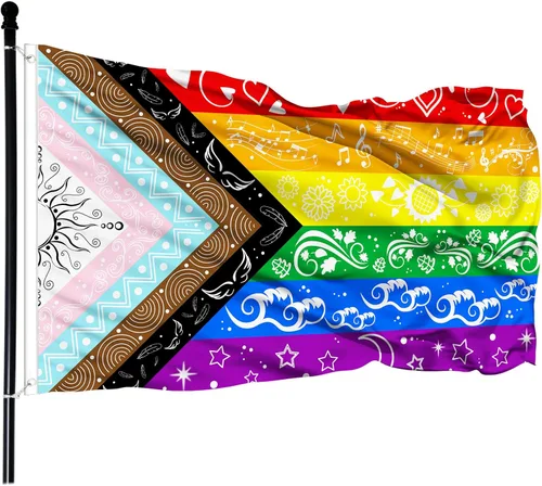 Miniatura 9 de Bandera del Orgullo LGBTQ - Bandera para patio pequeño, bisexual, gay, transgénero, inclusivo, progreso inclusivo, bandera de arco iris de 12 x 18