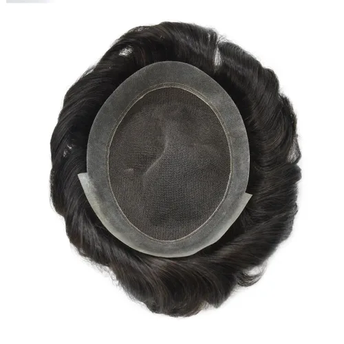 Miniatura 6 de Toupee para hombres Piezas de cabello humano real Encaje suizo para hombres Toupee unidades de cabello humano europeo para hombres Hairpieces Hair