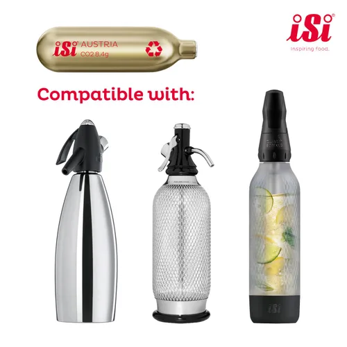 Miniatura 2 de iSi North America Cargadores de sifón de soda de CO2, 0.30 oz de dióxido de carbono, compatible con Classic SodaMaker y sifón de soda de acero