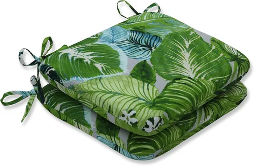 Miniatura 14 de Pillow Perfect Cojines de asiento de esquina cuadrados para exteriores e interiores, 16 x 18.5 pulgadas, selva verde con hojas exuberantes, 2 Selva