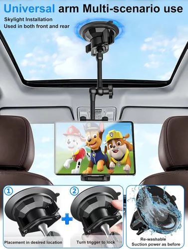 Miniatura 2 de Soporte para tablet Sunroof para coche/camión [último antivibración] Soporte para tableta, parabrisas y ventana, para camioneta, automóvil