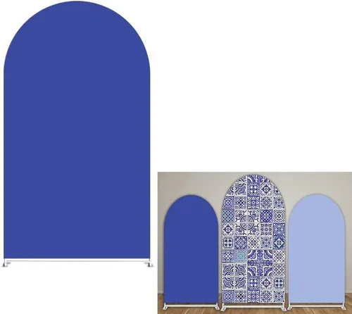 Miniatura 10 de Fundas de fondo de arco de porcelana, decoración de fiesta mediterránea, azulejos azules arqueados para fotografía, cubiertas de soporte
