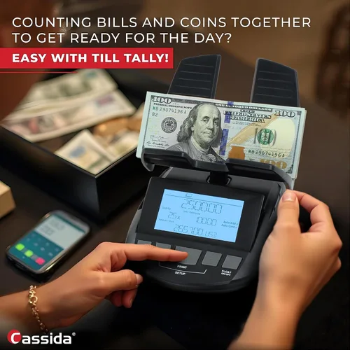 Miniatura 4 de Cassida Contador de billetes profesional con balanza para contar monedas (Till Tally), Negro