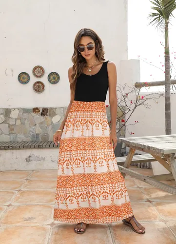 Miniatura 5 de BLUETIME - Vestido largo de verano, sin mangas, con estampado floral, estilo bohemio, para mujer (S-3XL)