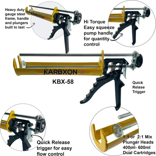 Miniatura 2 de KBX58 Dispensador de epoxi para calafatear/adhesivo 13.5 fl oz Mezcla 3:1 relación de empuje 26:1 grado profesional de contratista de alta