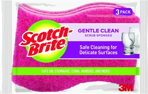 Scotch-Brite Esponja exfoliante antiarañazos, 24 esponjas de cocina antiarañazos para una limpieza suave de porcelana, porcelana fina, vasos, ollas