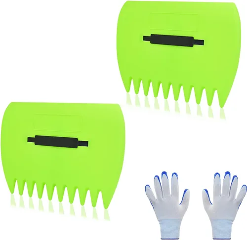 Rastrillos de mano, cucharas de hojas y garras con guantes, pala de plástico ligero para hojas, agarradores de hojas grandes para recoger hojas,