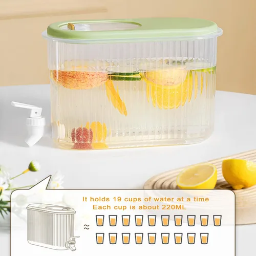Miniatura 6 de Dispensador de bebidas de 3.5L/1 galón, hervidor frío con grifo, dispensador de jarra de agua duradero de plástico para refrigerador, cubo