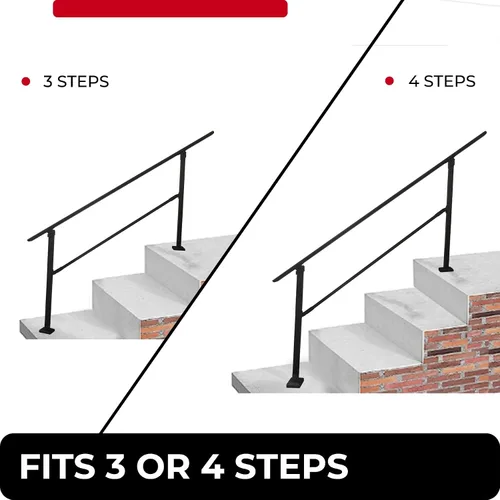 Miniatura 2 de Barandillas de 3 a 4 escalones para escalones al aire libre, kit de barandillas de hierro forjado ajustables de 60°, barandilla exterior