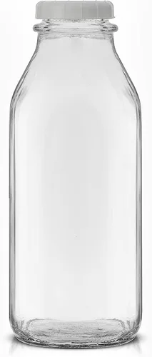 Miniatura 6 de JoyJolt Botellas de leche de vidrio con tapas y vertedor – 32 onzas, paquete de 3 botellas de vidrio reutilizables, herméticas, sin BPA, de grado