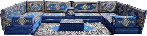 Miniatura 54 de arabicsofa Cojines de piso árabe en forma de U – Sofá tradicional Majlis con sofá otomano