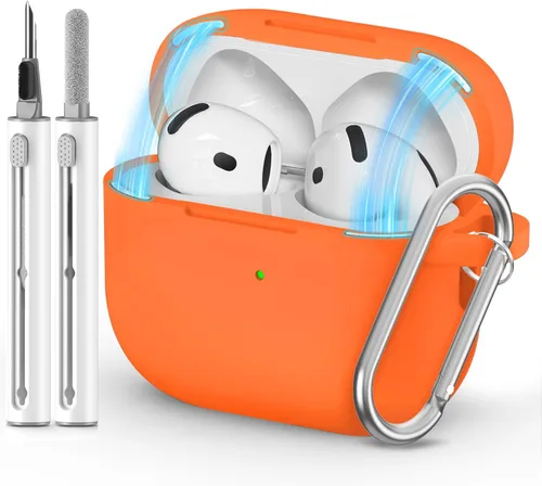 Miniatura 33 de Ljusmicker – Funda para AirPods 4 (2024) con cierre magnético en la tapa y juego de limpieza, funda protectora de silicona suave para Apple AirPods