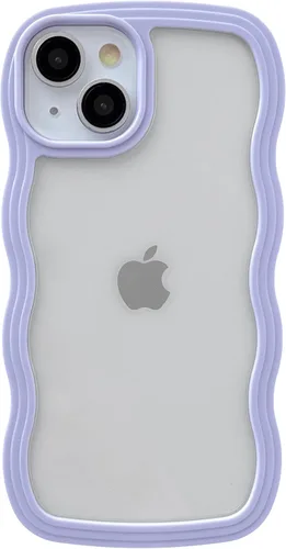 Miniatura 8 de Caseative Funda para iPhone 13, color negro Forma de marco de onda rizada linda a prueba de golpes suave