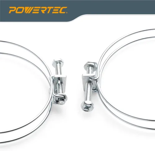 Miniatura 4 de POWERTEC 70216 Abrazadera de manguera de doble alambre de 3 pulgadas con perno, abrazaderas de manguera ajustables para colector de polvo, manguera