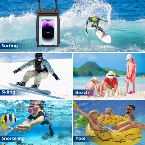Miniatura 7 de PEDVSTY Paquete de 2 bolsas flotantes grandes impermeables para teléfono [con tira de sellado], bolsa flotante a prueba de agua para playa