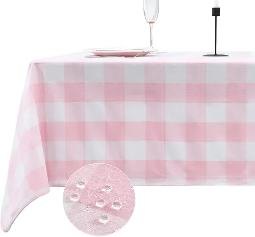 Miniatura 10 de Mantel rectangular de 70.9 x 55 pulgadas, mantel de cuadros impermeable y reversible, funda de mesa de picnic de mezcla de algodón lavable