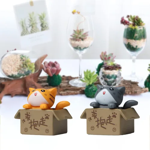 Miniatura 2 de Walbest Lindas figuras de gato para decoración de escritorio, gato en miniatura en caja de cartón, figuras de gato, caja coleccionable, figura