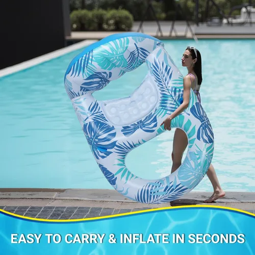 Miniatura 4 de Pool Float for Adults with Canopy, Inflatable Chair Lounge Floaties with Adjustable Sun Shade Cover, Drink Holder, Ergonomic Headrest