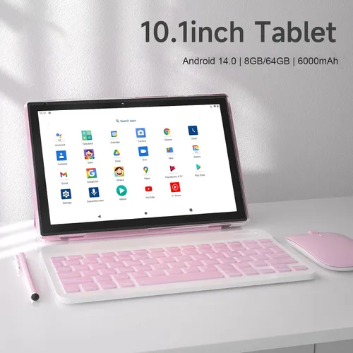 Miniatura 2 de Tablet Android 14 de 10 pulgadas con teclado, juego de tabletas 2 en 1 incluye funda ratón lápiz capacitivo, 8GB RAM+64GB ROM, tableta Quad Core