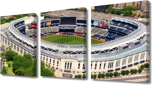 Miniatura 60 de TUMOVO American Sports - Decoración de pared Wrigley Stadium, 3 piezas, arte de pared de estadio de béisbol, cuadros para decoración del hogar