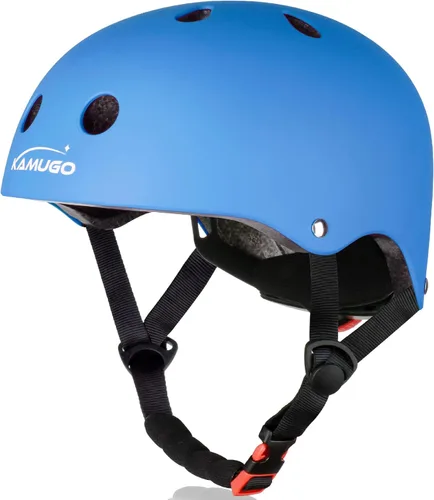 KAMUGO - Casco ajustable para niños, adecuado para niños pequeños de 2 a 14 años, para niños y niñas, seguridad multideportiva para ciclismo, Azul