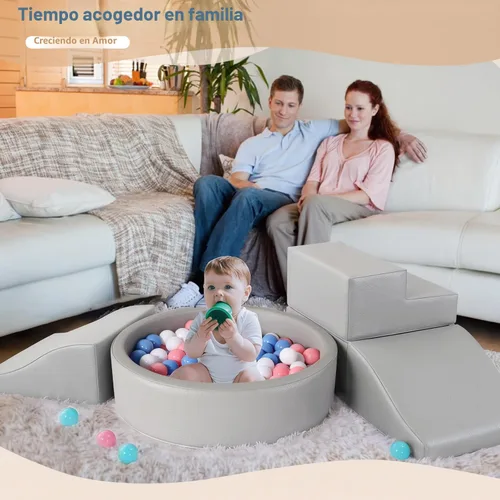 Miniatura 2 de Bloques de escalada de espuma Hoohtoot para niños pequeños: con juguetes de escalada de cuero PU de 4 piezas y una piscina de bolas - Piscina