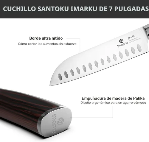 Miniatura 4 de imarku Cuchillo de Chef de 7 Pulgadas Cuchillo de Cocina Cuchillo Santoku Ultra Afilado - Cuchillo de Chef Japonés 7Cr17Mov, Utensilios de Cocina