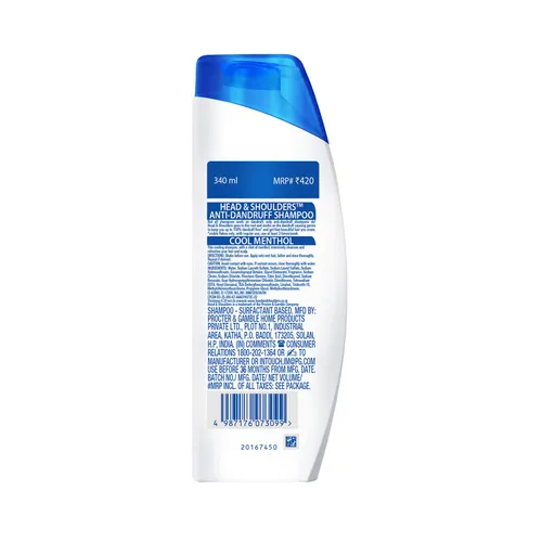 Miniatura 11 de Head & Shoulders Champú Anticaspa Mentol Fresco para Hombre, 340ml