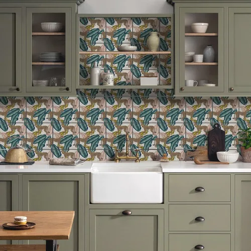 Miniatura 14 de Adhesivos de vinilo para azulejos de pared autoadhesivos, calcomanías impermeables para decoración de cocina, baño, línea ondulada de abulón, 6 x 6