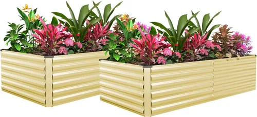 Miniatura 26 de Cama de jardín elevada con enrejado de arco para plantas trepadoras, cama de jardín elevada galvanizada, jardineras al aire libre para verduras