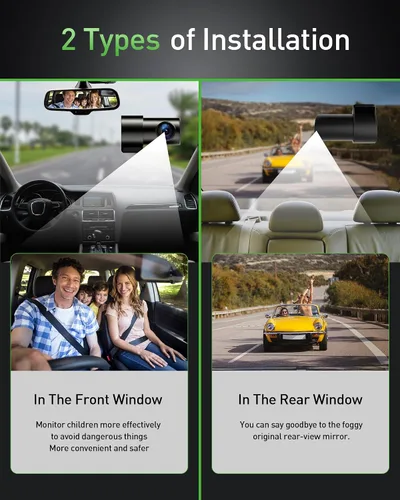Miniatura 7 de Cámara de salpicadero delantera y trasera, cámara doble WiFi 4K+1080P para automóviles con aplicación, grabadora de salpicadero de 3" IPS, visión