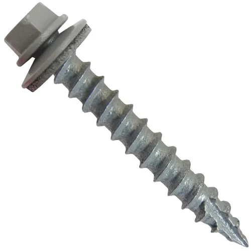Miniatura 37 de Tornillos de metal para techos n.º 14 x 1-1/2 pulgadas, cabeza hexagonal de arandela de piel de buque Tornillo de techo de chapa metálica. Buckskin